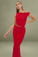 Red Bodycon Dress Maxi Mesh