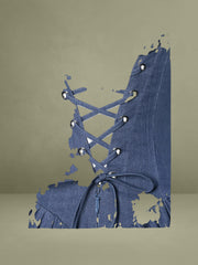 Zafira Cotton Denim Drop Waist Corset Mini Dress