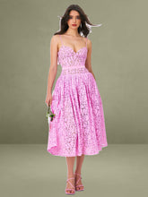 Lorena Pink Lace Drop Waist Midi Sundress