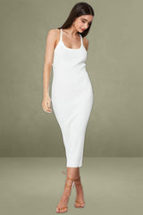 White Knit Dress Midi