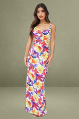 Multi Floral Maxi Dress Slip Cami Watercolour Print