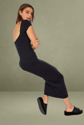 Black Supersoft Maxi Dress Short Sleeve