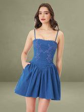 Zafira Cotton Denim Drop Waist Corset Mini Dress