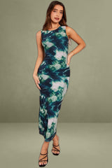 Green Abstract Bodycon Dress Sleeveless