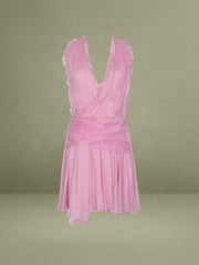 Odelle Tulip Pink Crinkle Chiffon Wrap Dress