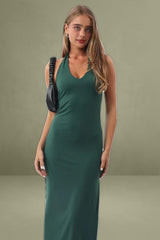 Green Bodycon Dress Halter Neck