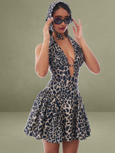 Mackenzie Cheetah Print Halter Linen Mini Dress