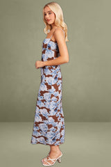 Multi Floral Bodycon Dress Singlet Midi