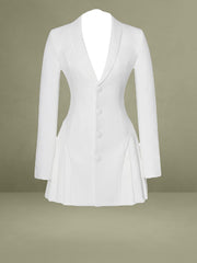 Delia White Blazer Dress with Pleated Detail