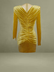 Carey Gold Velvet Long Sleeve Mini Dress