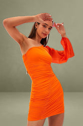 Orange One Shoulder Bodycon Mini Dress