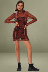 Print Tie Dye Overlocked Bodycon Dress
