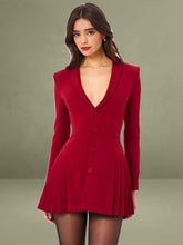 Delia Burgundy Blazer Dress with Pleated Detail