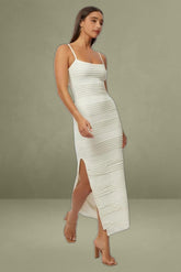 White Sleeveless Midi Bodycon Dress