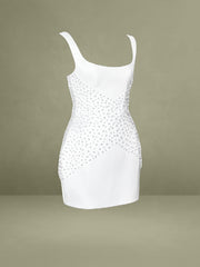 Tais Pearl Beaded Cocoon Shape Sleeveless Mini Dress
