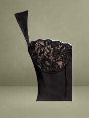 Freddie Black Lace Satin Maxi Corset Dress