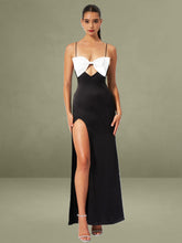 Eleanor Black and White Bow Satin Gown