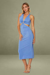 Blue Midi Dress Sleeveless