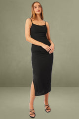 Black Bodycon Dress Singlet Textured Midi