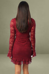 Red Mini Lace Bodycon Dress