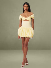 Umika Butter Yellow Bubble Hem Mini Dress