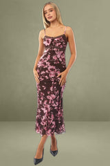 Multi-Floral Midi Bodycon Dress