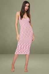 Pink Knit Midi Dress