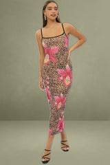 Multi Animal Print Maxi Mesh Bodycon Dress