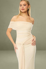 White Bodycon Dress Off Shoulder Mesh