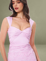 Dahlia Pink Floral Lace Mermaid Gown