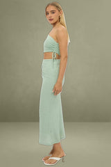 Green Bodycon Dress One Shoulder Maxi