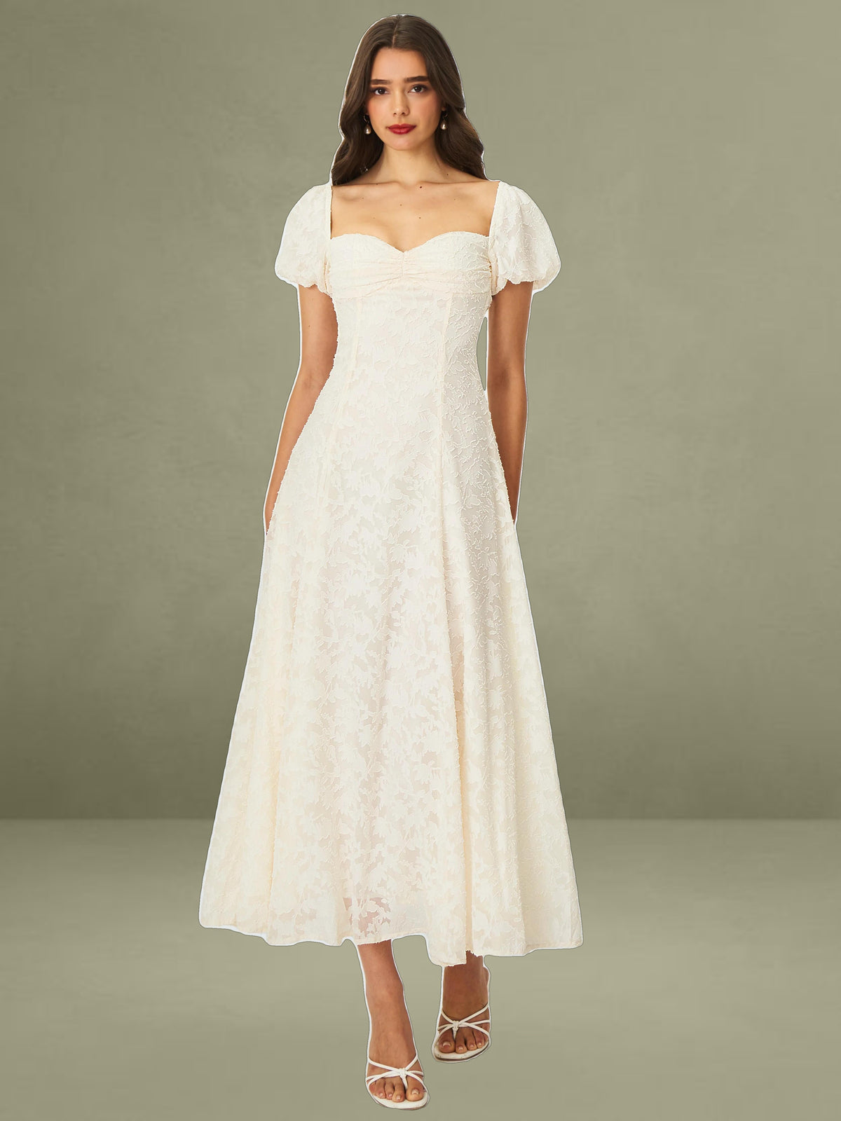 Pandora White Bubble Sleeve Backless Maxi Dress