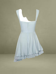 Yaffa Baby Blue Asymmetrical Mini Dress