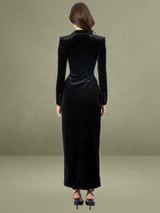 Willow Velvet High Slit Blazer Gown