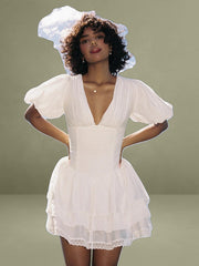 Caitlyn Bubble Sleeve Layered Mini Corset Dress