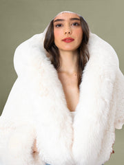 Kali White Cropped Vegan Fur Jacket With Hood