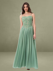 Ucille Sage Green Embroidered Chiffon Maxi Dress