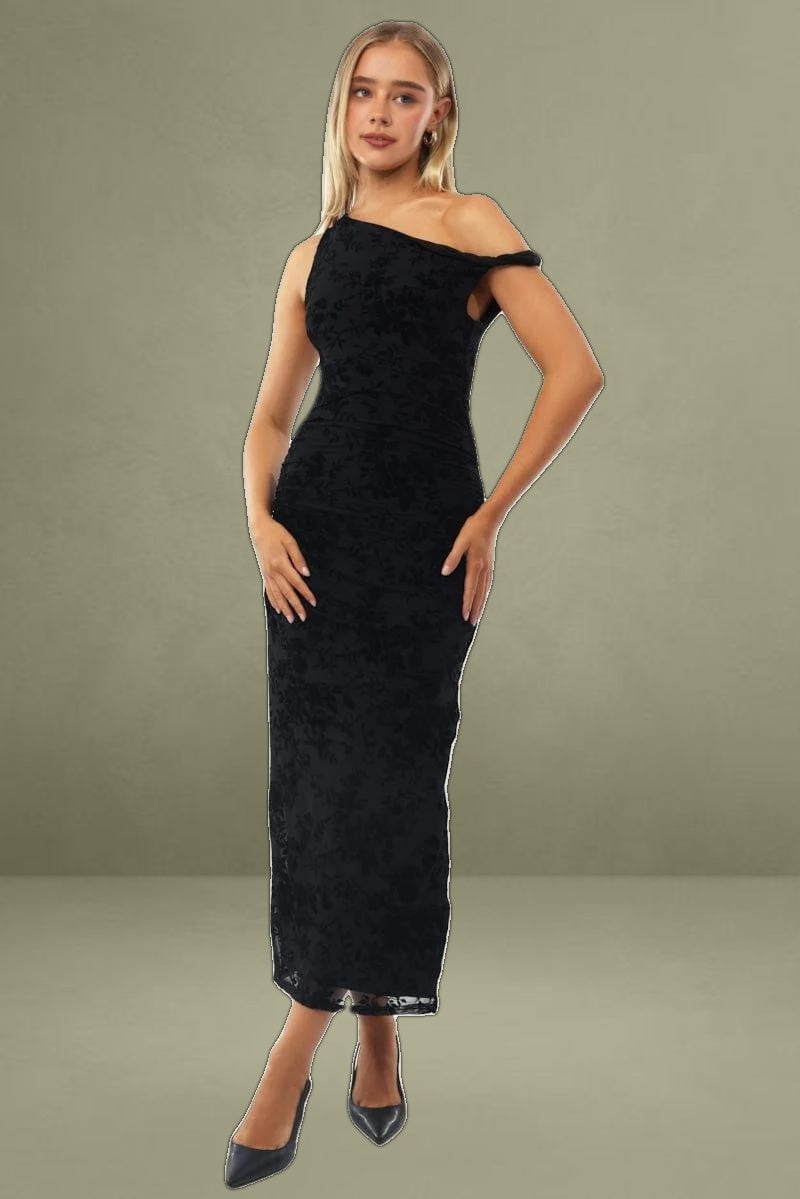 Black Bodycon Dress Burnout