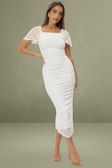 White Bodycon Dress Mesh
