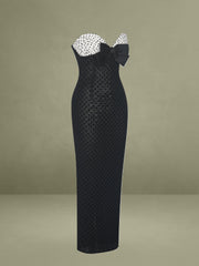Faith Black and White Polka Dot Sweetheart Maxi Dress