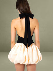 Yaira Backless Drop Waist Mini Bubble Dress