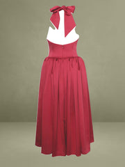 Cara Red Plunging Halter Backless Maxi Dress