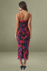 Multi-Floral Mesh Maxi Bodycon Dress