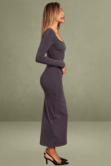 Grey Bodycon Dress Long Sleeve