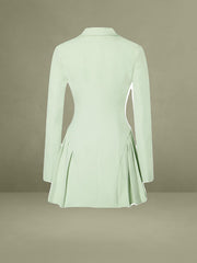 Delia Pistachio Green Blazer Dress with Pleated Detail