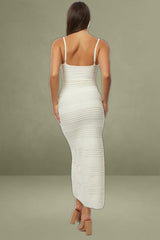 White Sleeveless Midi Bodycon Dress