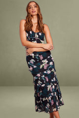 Black Floral Bodycon Dress Singlet Sweetheart Frill