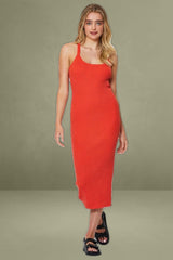Red Knit Dress Midi