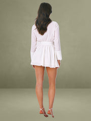 Jamila White Shirt Mini Dress with Embroidered Waist Detail
