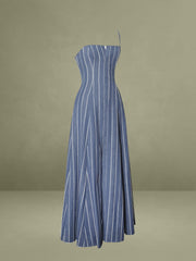 Abygail Stripe Cotton Denim Maxi Dress